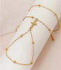 Metal Double Layer Cross Connected Finger Ring Bracelet for Women Simple Gold Color Bead Link Chain Hand Bangles Jewelry - Image 3