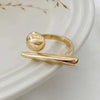 Creative Irregular Geometric Ball Open Ring for Women Men Punk Gold Color Line Adjustable Couple Finger Ring Jewelry Accessories - Image 3