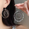 Multi-layer Textured Circle Drop Earrings Elegant Cool Vintage Style Women's Ear Studs with Exaggerated Unique Design - Image 3