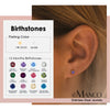 Stainless Steel Birthstone Earrings Pierced Gold Push-Pull Earrings Simple Ladies Holiday Party Gifts - Image 1