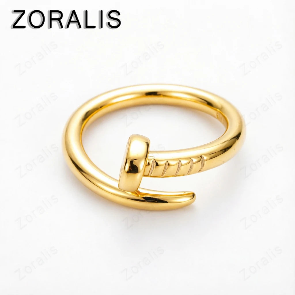 Gold Bending Nail Adjustable Rings For Women Man Bridal Birthday Wedding Party Charm Jewelry Gift - Image 1