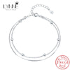 Silver Elegant Small Bead Snake Chain Double Layer Anklets Women Jewelry Gift Beach Multilayers Foot Chain - Image 1