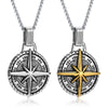 North Star Men Necklace,Stainless Steel Compass Pendant,Mens Jewelry, Coin Form Handmade Necklace - Image 4