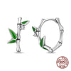 Silver Earrings Green Serpentine Snake Gem Bamboo Joint Hoop Earring For Woman Classic Party Jewelry Lucky Gift - Image 7