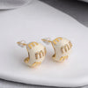 Korea jewelry gold plated enamel letter M earrings elegant women's daily commute accessory - Image 8