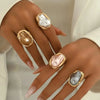 4pcs Elegant Imitation Baroque Pearl Ring Set for Women Vintage Style Statement Adjustable Rings Daily Wear Jewelry - Image 7
