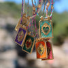 Minimally colored heart tarot card pendant necklace, women's collarbone chain, gold-plated and color preserving - Image 3