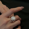Silver Rings For Women Vintage Handmade Adjustable White Stone Ring Band Female Gift - Image 2