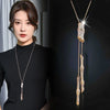 Women's Bamboo Long Necklace for Women Rhinestone Necklaces Pendants Statement Jewelry for Gifts - Image 2