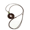 Handmade Wooden Circle Ceramic Pendant Necklace Adjustable Cord Unique Bohemian Jewelry for Men and Women 1 Piece - Image 3
