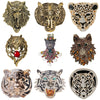 Rhinestone Tiger Head Brooches for Women Unisex Pearl Bear Pins Wolf Lapel Pins Banquet Party Backpack Gifts Jewelry Accessories - Image 1