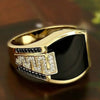 Classic Men's Ring Metal Inlaid Black Stone Zircon Punk Rings for Men Engagement Wedding Jewelry - Image 1