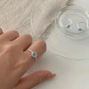 Silver Rings For Women Geometric Jewelry Finger Adjustable Simple BLue Stone CZ Ring For Party Birthday Gift - Image 5