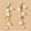 Sweet Temperament Small Fresh Bamboo White Lily Of The Valley Flower Earrings Elegant And Gentle Asymmetric Earrings - Image 14
