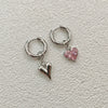 Punk Peach Heart Pendant Earrings for Women Silver Color Simple Geometric Circular Ear Buckle Jewelry Gift - Image 9