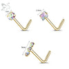 ZS 3-4Pcs/lot Gold Color Stainless Steel Nose Stud Set Heart Star Round Crystal Nose Piercing L Shape Nostril Piercing 18g/20g - Image 14