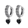 Do Old Rose Flower Heart Pendant Hoop Earrings For Women Men Silver Color Black Zircon Tassel Small Ear Buckle Party Jewelry - Image 4