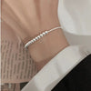 Silver Metal Bracelets for Women Men Beads Adjustable Handmade Simple Bracelet Birthday Christmas Gifts - Image 4