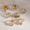 Minimalist Gold Color Plated Stainless Steel Double tone Line Hollow Steel Ball Ring Personality Statement Stackable - Image 5