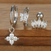 3PCS Silver Color Stainless Steel Crown Hoop Earring Set for Women Four Flower Zircon Cartilage Piercing Earring Jewelry - Image 7