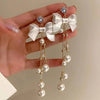 Elegant White Acrylic Bowknot Drop Earrings for Women Wedding Party Imitation Pearl Tassel Long Dangle Earrings Jewelry - Image 2