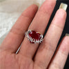 Goth Punk Retro Red Crystal Love Heart Cross Geometry Irregular Open Ring Set Y2K Halloween Accessories For Women Kpop Jewelry - Image 9