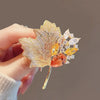 Rhinestone Yellow Maple Brooches Vintage Maple Leaf Green Crystal Pendant Woman's Brooch Pin Accessories Gift - Image 4