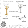 Titanium 16G White Pearl Stud Earring Tragus Helix Cartilage Conch Earring Nose Stud Labret Ring Piercing - Image 2