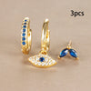 Three Piece Evil Eye Hoop Earring Set with Blue Stone Accents - Image 4
