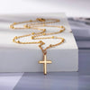 Double-Layer Chain Necklace with Cross Pendant - Image 4