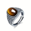 Vintage Silver Tiger's Eye Stone Rings 10 14MM Retro Style Large Stone Finger Rings Jewelry for Men - Image 16