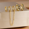 Four-Piece Stainless Steel Hoop Earring Set with Star and Leaf Motifs - Image 12