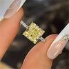 Silver Square Yellow CZ Finger Ring for Women Elegant Wedding Band Accessories Gift Statement Jewelry - Image 1
