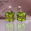 Pataya Square Zircon Earrings For Women Rose Gold Color Party Earrings Jewelry - Image 2