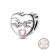 Love Heart Shaped Charms Silver Family Love Friendship Charms Fit Bracelet Bangle Women Jewelry Gifts - Image 24