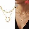 Lucky Horseshoe Necklace Silver Woman' Necklace Jewelry Anniversary Valentine Gift Double Layer Design Shiny Zircon - Image 4