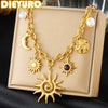 316L Stainless Steel Golden Starfish Moon Sun Shaped Pendant Necklace For Women Romantic Neck Chain Holiday Gift - Image 1