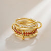 Multilayer Everly Stacked Ring Chunky Gold Plated Interlocking Zircon Multi Link Connected Rings Eternity Statement Jewelry Gift - Image 3
