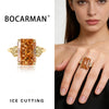 Bocarman Rectangular Ice Cut Mint Green Cubic Zirconia Copper Ring For Women Vintage Engagement Wedding Adjustable Jewelry - Image 9