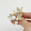 Pearl Maple Leaf Rhinestone Brooches For Women Elegant Metal Fixed Clothing Pins Daily Jewelry Accessories - Image 2