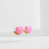 Cute Enamel Pink Geometric Round Heart Hoop Earrings Minimalist Gold Color Copper CZ Zirconia Hoop Huggies Korean Jewelry Gifts - Image 6