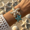 Elegant Enamel Flower Open Cuff Bracelet For Women Gold Plated Metal Pink White Blue Floral Bangles Beach Party Vacation Jewelry - Image 16