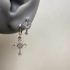 1 Pcs Gothic Sparkling Zircon Cross Stainless Steel Ear Bone Nail Earrings for Women Y2K Punk Style Double Piercing Body Jewelry - Image 1