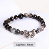 JD Stone Silver Color Shiny Obsidian Bow Strand Bracelet Women Sweet Bangles Yoga Couple Gift - Image 7