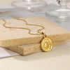 Sun Moon Coin Pendant Necklace For Women Cute Gold Color Stainless Steel Round Necklace Sweet Jewelry Her Gifts - Image 4