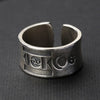 Retro Soyombo Mongolian Ring For Men Silver Color Punk Gothic Open Ring Handmade Jewelry Unisex Accessories Lovers Gift - Image 1