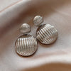Vintage Metal Striped Round Heart Earrings for Women European American Retro Ball Drop Earrings Elegent Female Simple Jewelry - Image 9