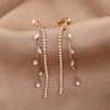 Korean Long Crystal Tassel Clip on Earrings For Women Jewelry Zircon Women's Earrings - Image 3