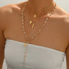 Layered Rosary Cross Necklace with Mary Pendant and Beaded Y Chain - Image 5