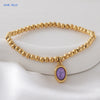 Mhs.sun Stone 12 Months Birthstone Bracelets Gold Plated Stainless Steel Bead Bracelet Birthday Jewelry For Women Men - Image 14
